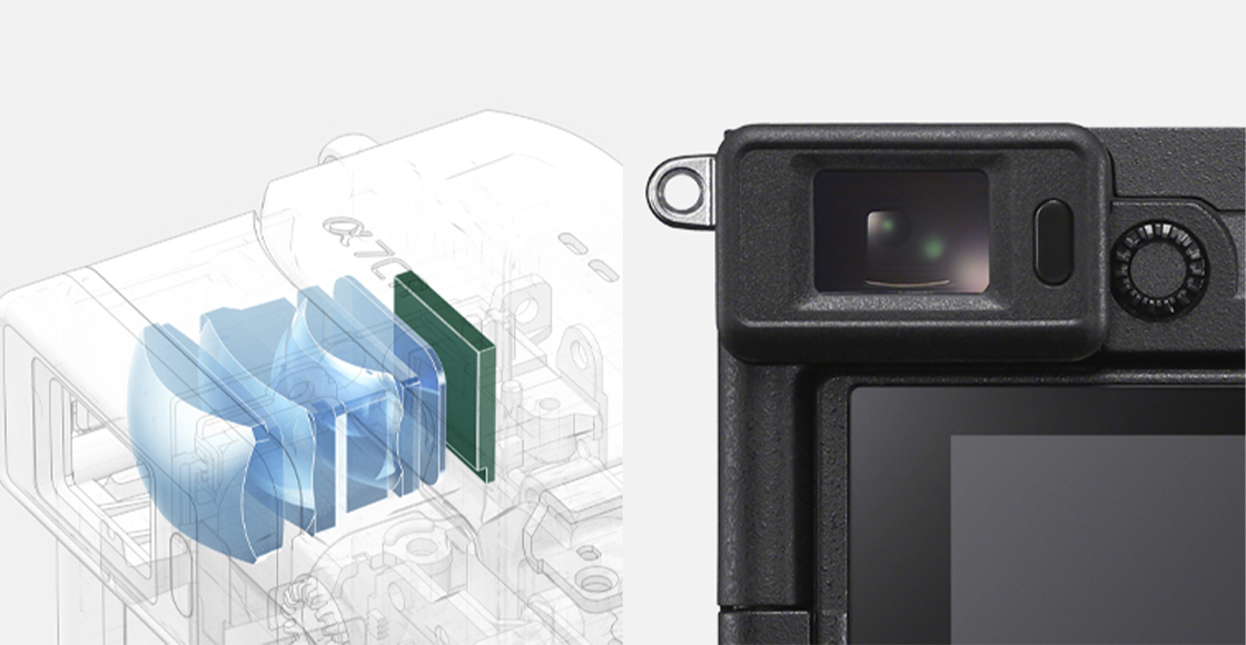 Ilustraciones que muestran el interior del visor y el primer plano del visor